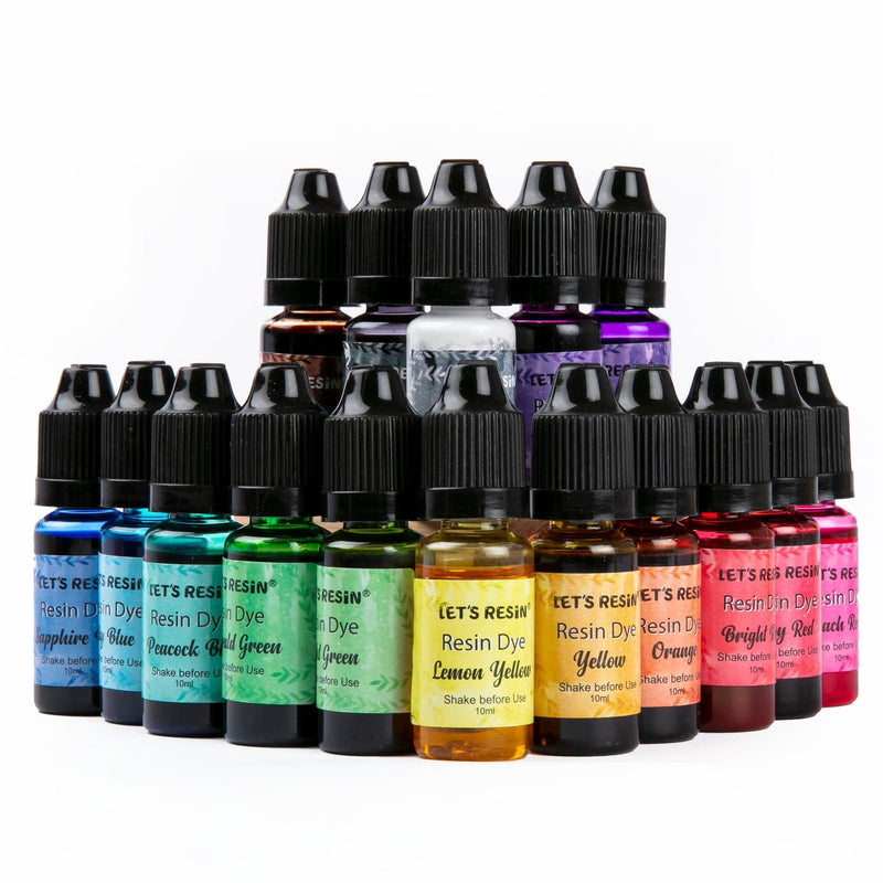 Black Lets Resin Translucent Liquid Pigment Dye- 16 colours x 10ml each Resin Dyes Pigments and Colours