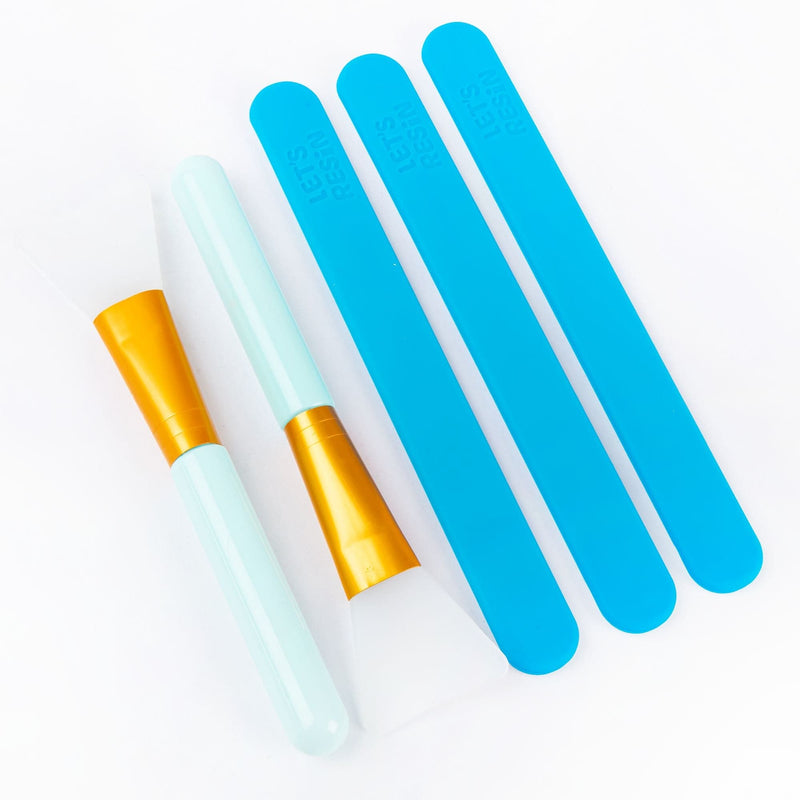 Deep Sky Blue Lets Resin Silicone Mixing Stick Set 5pc Resin Accessories