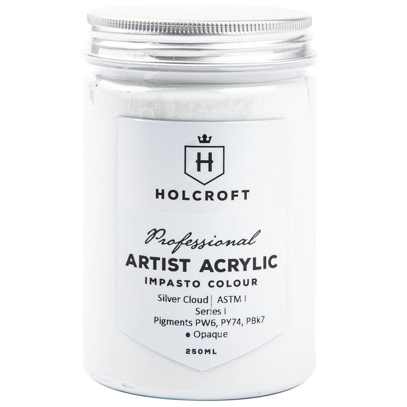 Lavender Holcroft Professional Acrylic Impasto Paint Silver Cloud 250ml Acrylic Paints