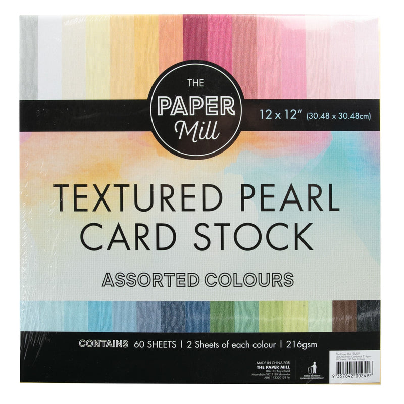 Black The Paper Mill Pearl 216gsm Textured Cardstock Pack 60 sheets Cardstock