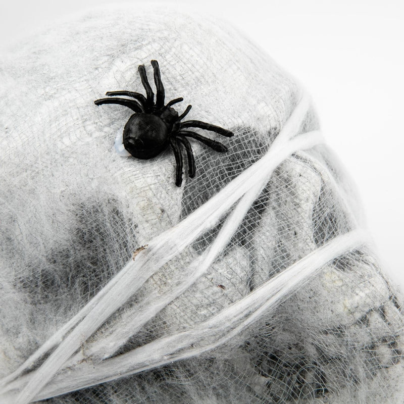 Black Halloween Light Up Hanging Skull in Spider Web with Spiders Halloween