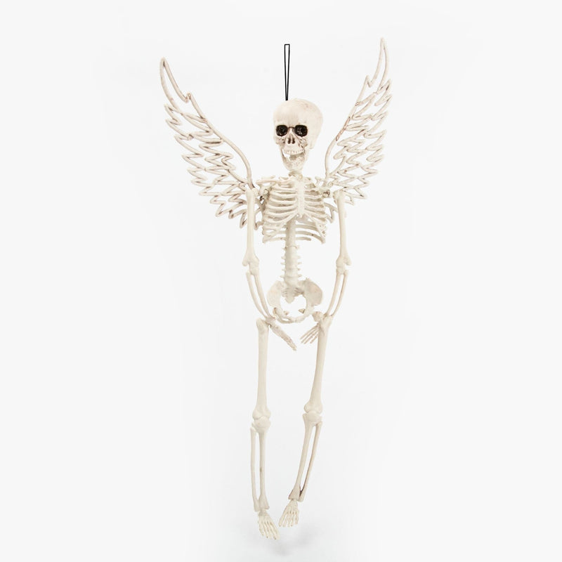 White Smoke Halloween Hanging Skeleton with Angel Wings 43cm Halloween