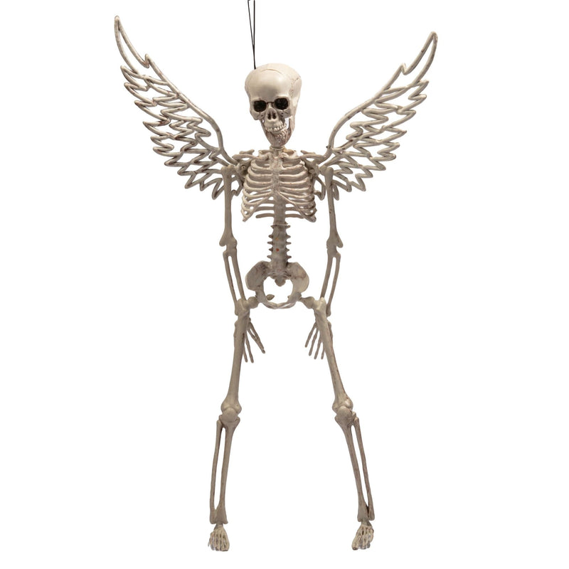 Slate Gray Halloween Hanging Skeleton with Angel Wings 43cm Halloween