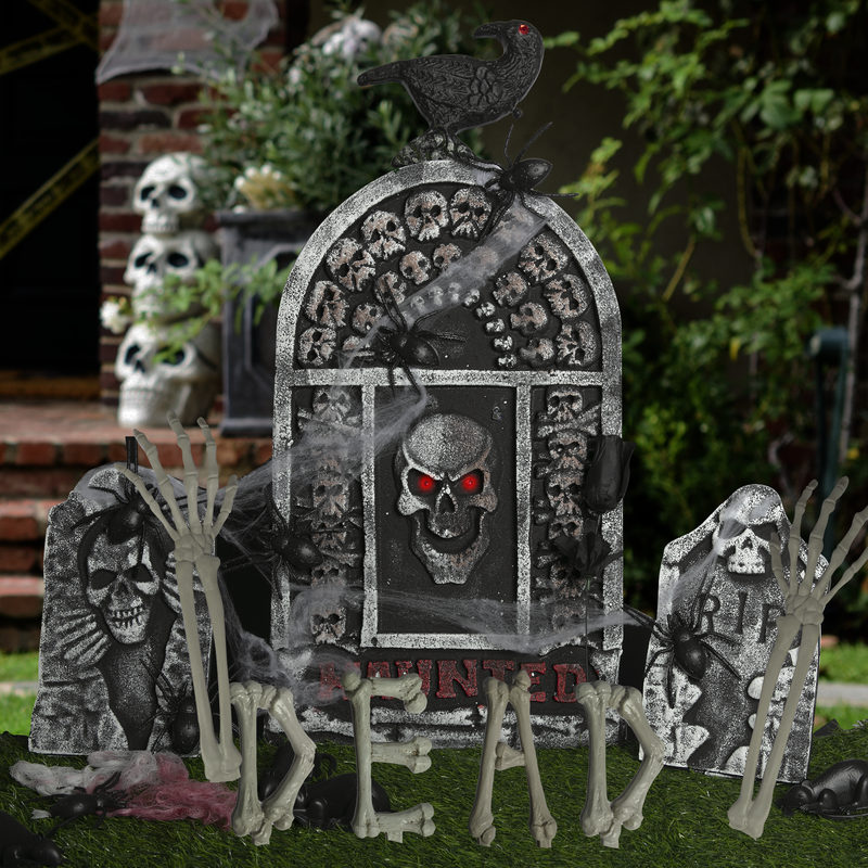 Dark Slate Gray Halloween Light Up Tombstone Decoration Set (24 Piece) Halloween