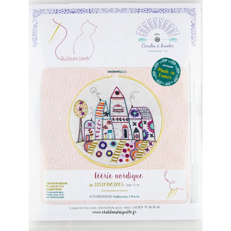 Gray Nordic Village - Embroidery Kit 15cm Needlework Kits