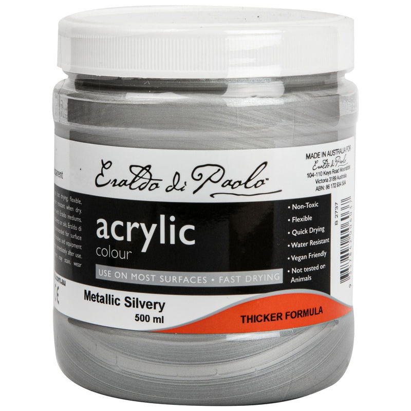 Black Eraldo Di Paolo Acrylic Paint Metallic Silvery 500ml Acrylic