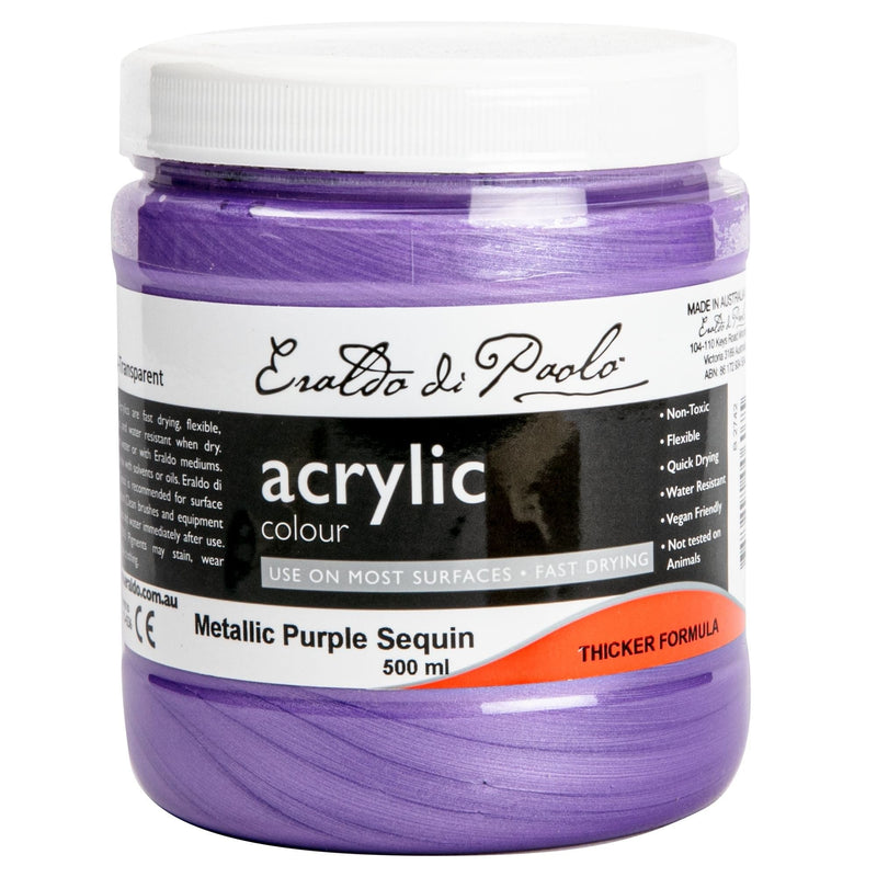 Black Eraldo Di Paolo Acrylic Paint 500ml Purple Sequin Acrylic Paints