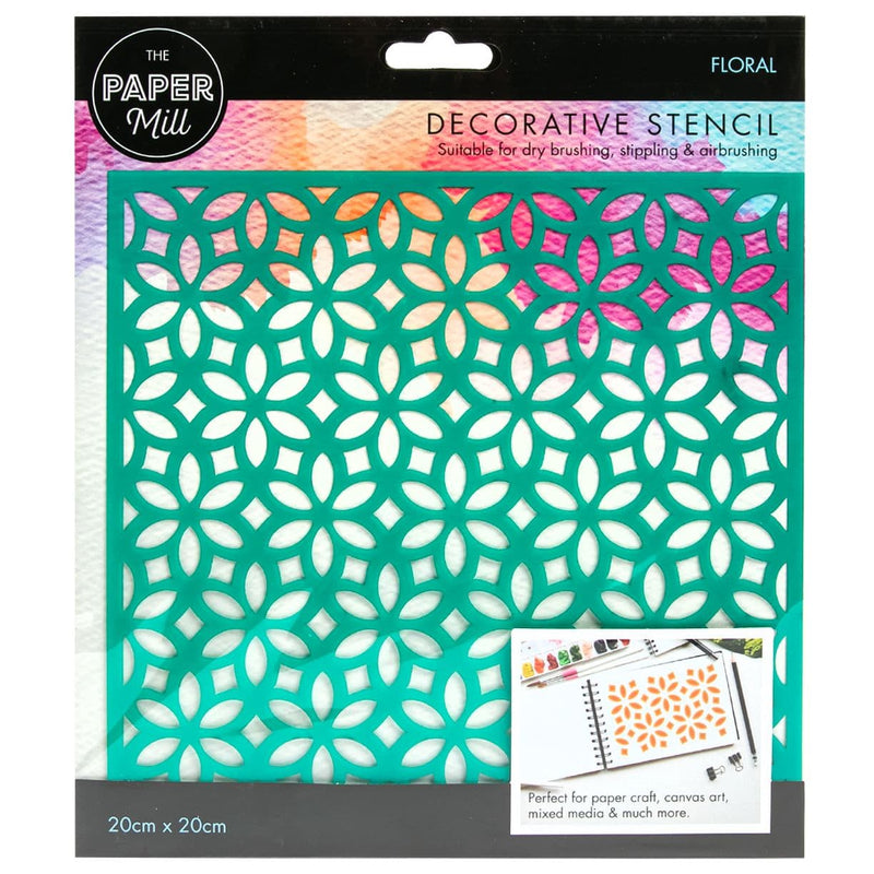 Light Gray The Paper Mill Decorative Stencil 20 x 20cm Floral Quilting and Sewing Tools and Accessories