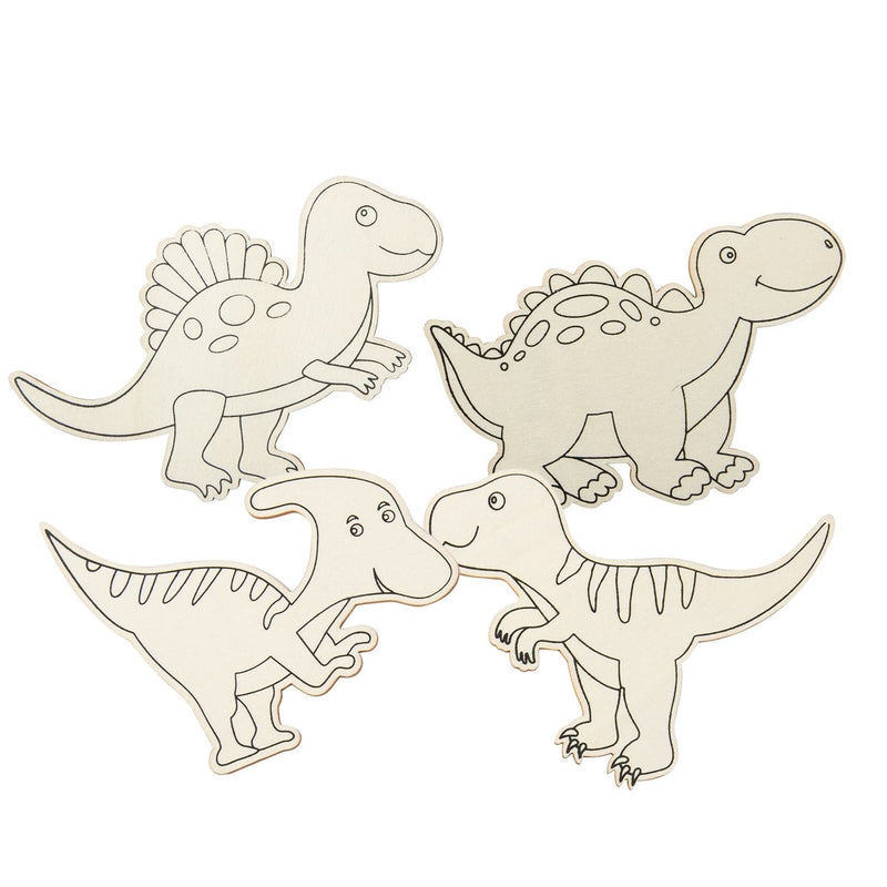 Antique White Teacher's Choice Plywood Shapes Dinosaurs 8pc Kids Wood Craft
