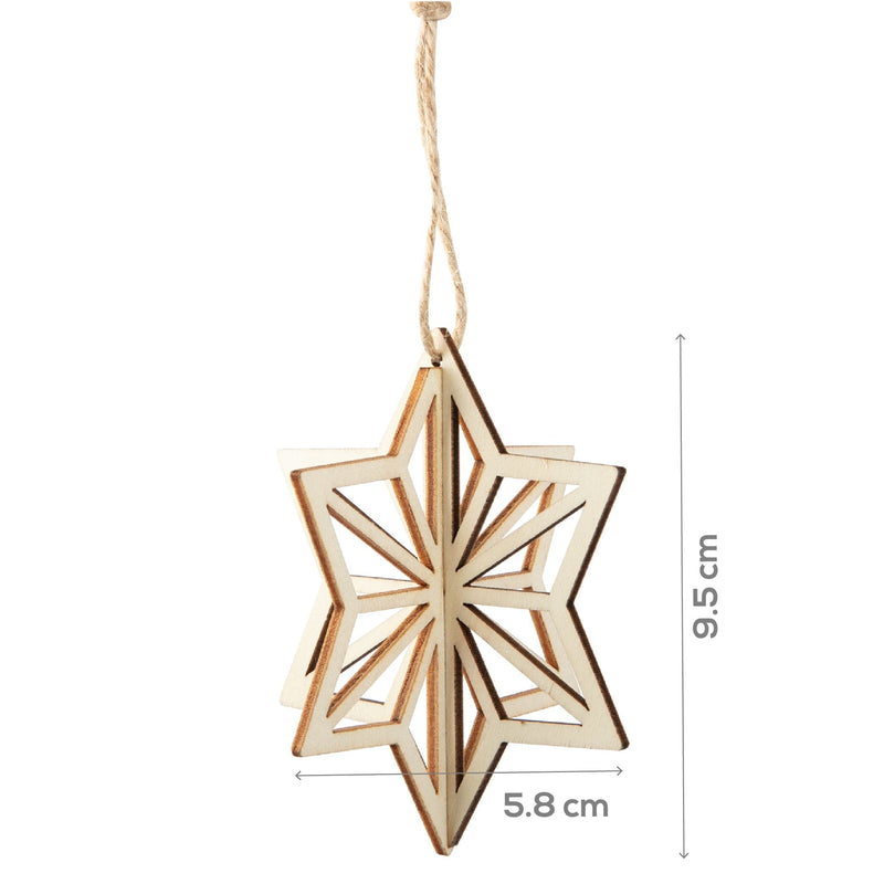 Wheat Make A Merry Christmas 3D Plywood Star Ornaments 4pc Christmas