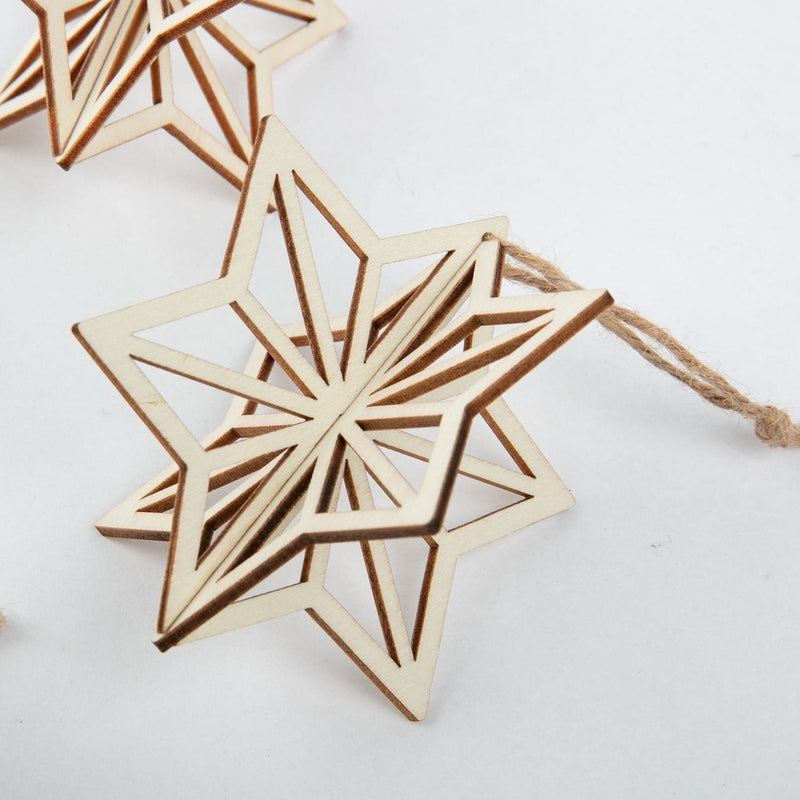 Light Gray Make A Merry Christmas 3D Plywood Star Ornaments 4pc Christmas