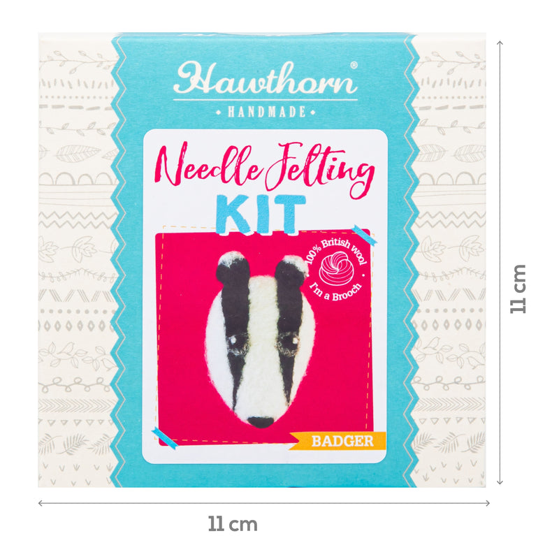 Deep Pink Hawthorn Handmade Badger Brooch Needle Felting Kit Needle Felting Kits
