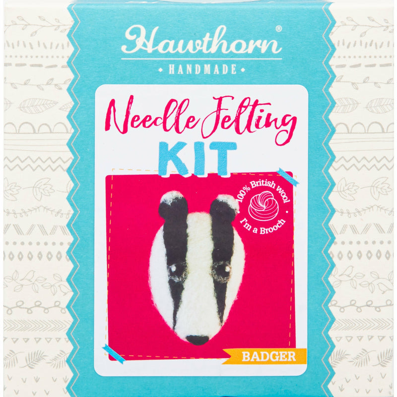 Deep Pink Hawthorn Handmade Badger Brooch Needle Felting Kit Needle Felting Kits