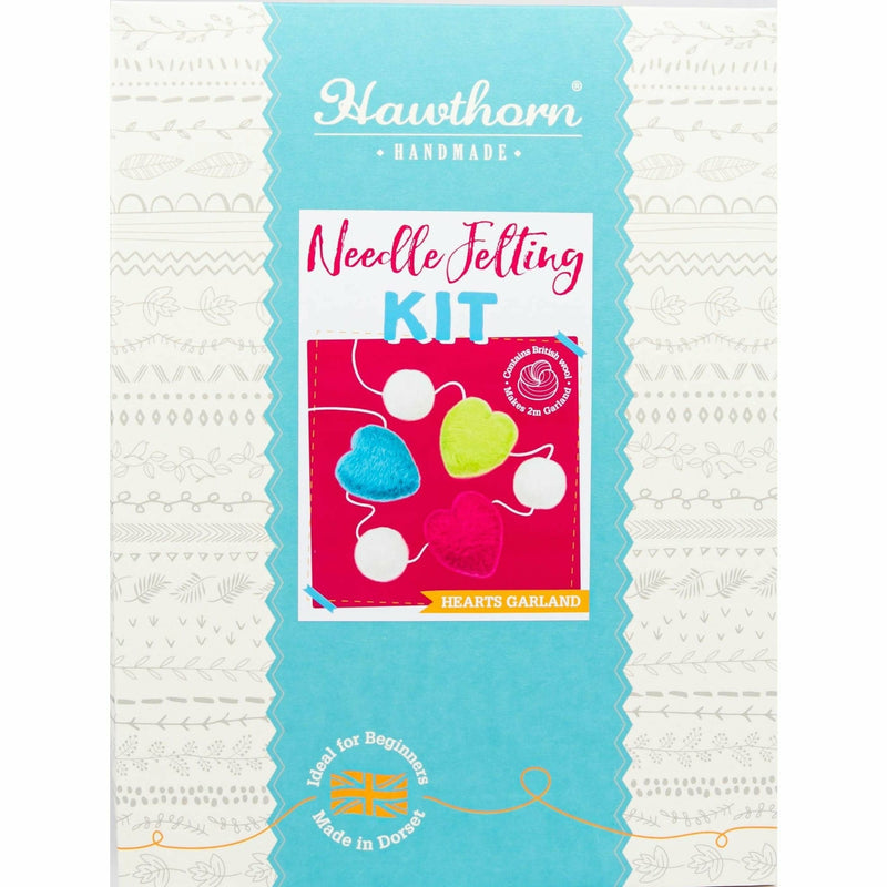 Firebrick Hawthorn Handmade Hearts Garland Needle Felting Kit - With Foam Needle Felting Kits
