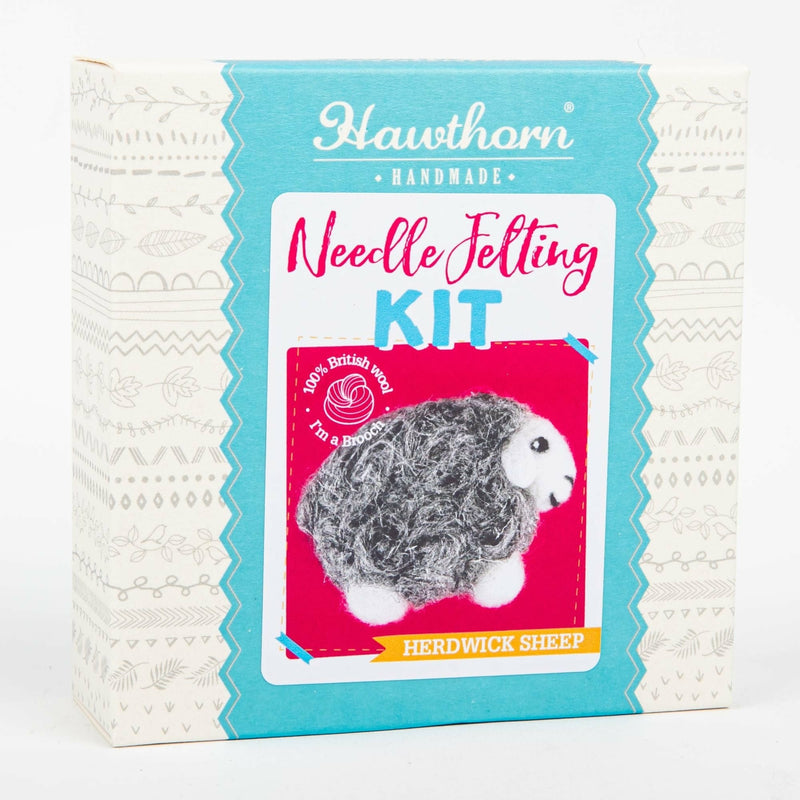 Medium Violet Red Hawthorn Handmade Herdwick Sheep Brooch Needle Felting Kit Needlework Kits