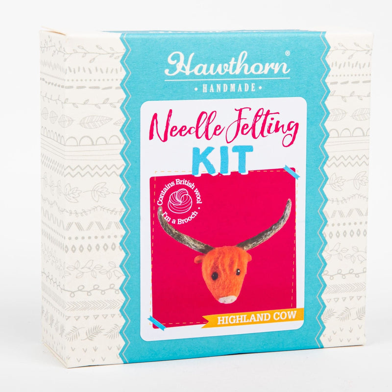 Deep Pink Hawthorn Handmade Highland Cow Brooch Needle Felting Kit Needle Felting Kits