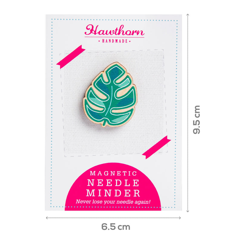 Deep Pink Hawthorn Handmade Monstera Leaf Needle Minder Needlework Storage and Organisers