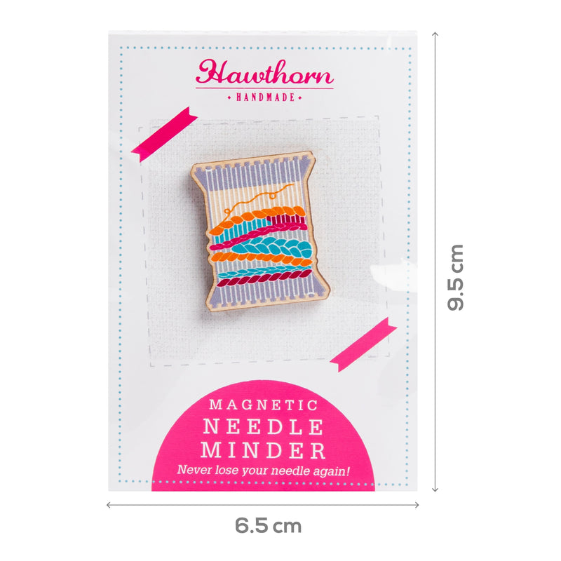 Deep Pink Hawthorn Handmade Weaving Loom Needle Minder 2 Needlework Storage and Organisers