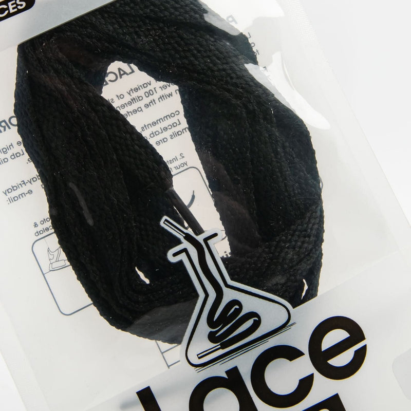 Black Lace Lab Black Flat Shoe Laces 45" Leather and Vinyl Paint