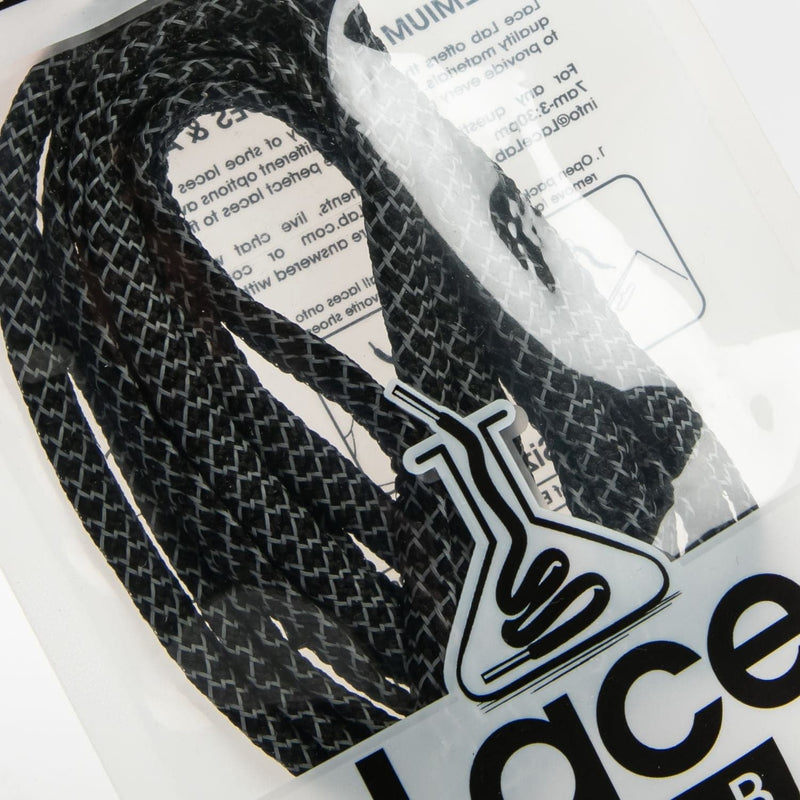 Black Lace Lab Reflective Flat Laces Black 41" Leather and Vinyl Paint