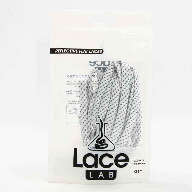Gray Lace Lab Reflective Glow in the Dark Flat Laces 41" Leather and Vinyl Paint