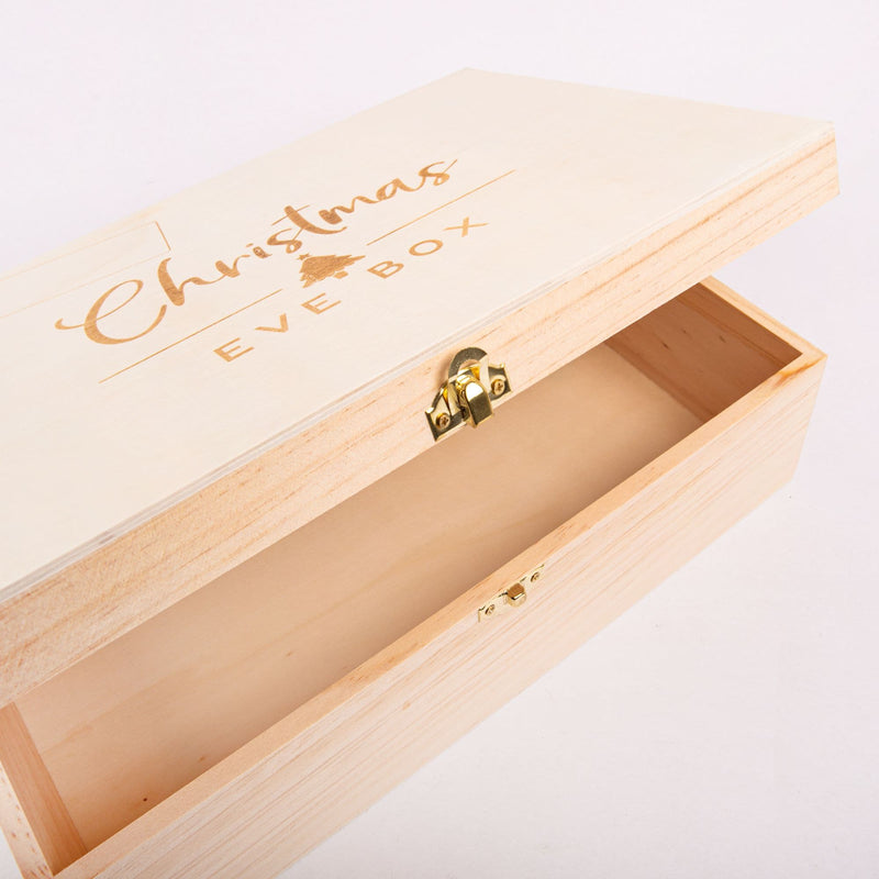 Antique White Make a Merry Christmas Wooden Christmas Eve Box with Name Tag to Personalise Christmas