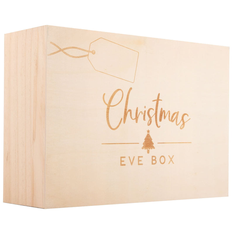 Bisque Make a Merry Christmas Wooden Christmas Eve Box with Name Tag to Personalise Christmas