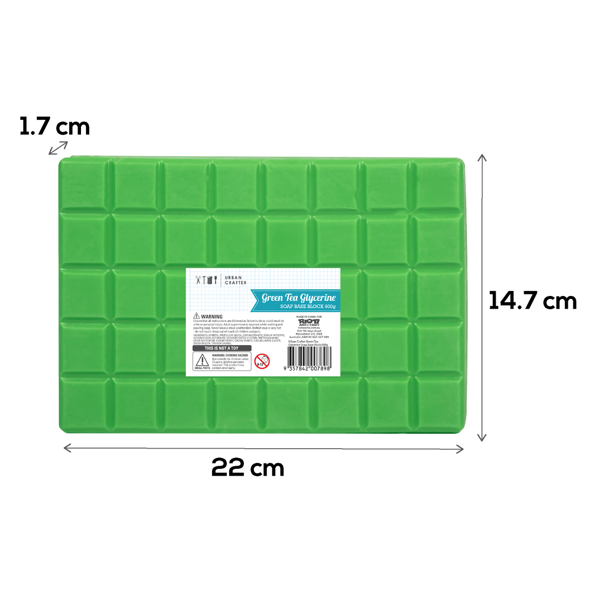 Medium Sea Green Urban Crafter Green Tea and White Glycerine Soap Base Block 600g Soap Bases
