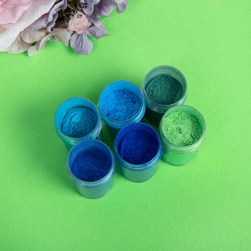 Dark Sea Green Urban Crafter Mica Powder for Bath Bombs and Soap Making 6 colours x 7.5g All At Sea Colours Soap Colour