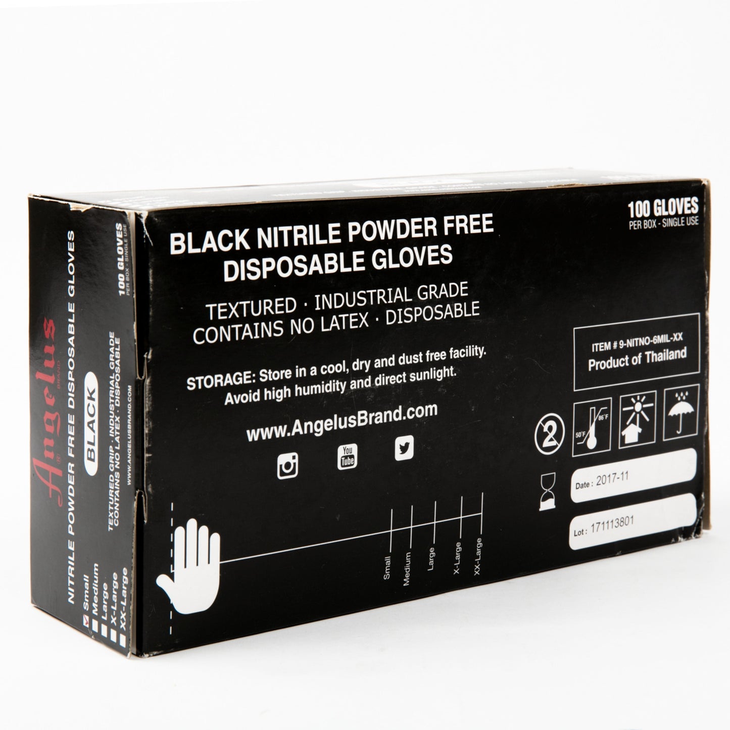 Black Angelus Black Nitrile Gloves Small Box Of 100 Leather Accessories