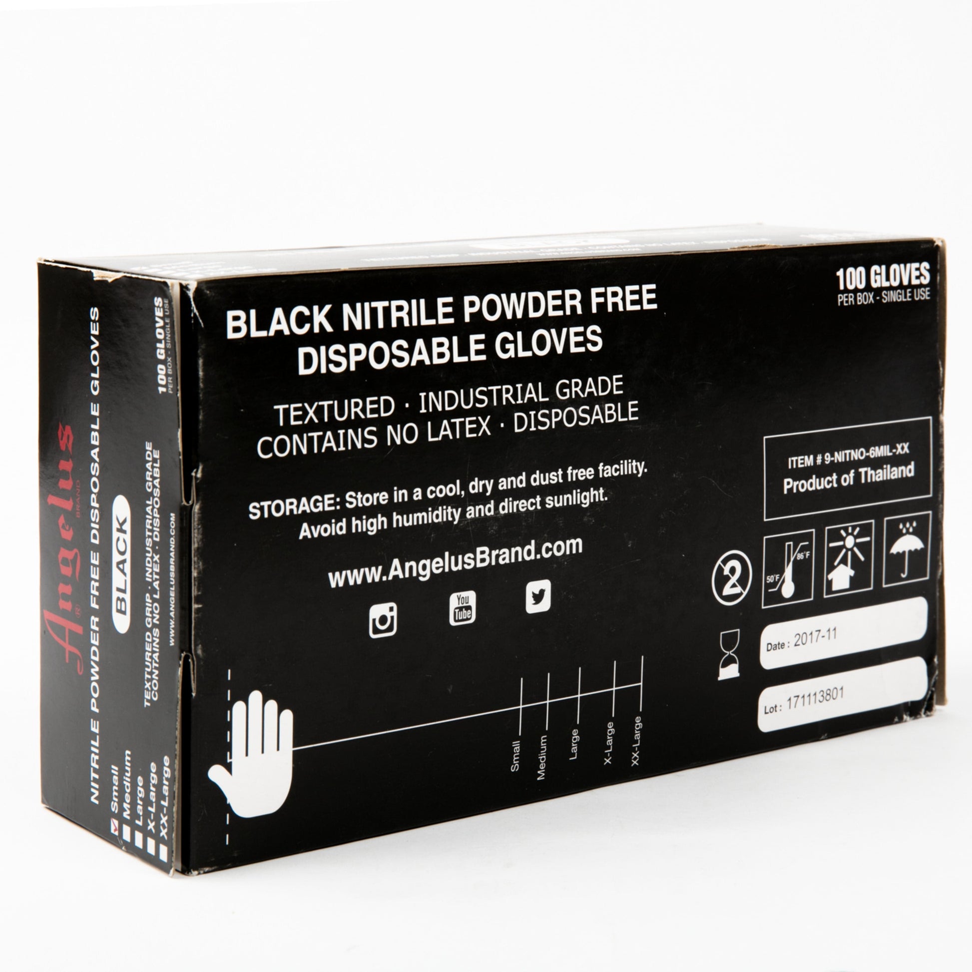 Black Angelus Black Nitrile Gloves Small Box Of 100 Leather Accessories