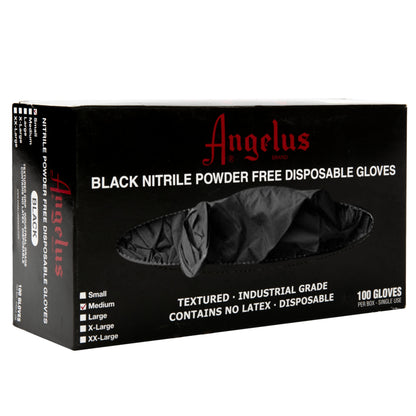 Black Angelus Black Nitrile Gloves Medium Box Of 100 Leather Accessories