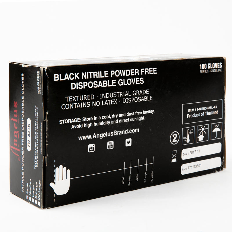 Black Angelus Black Nitrile Gloves Medium Box Of 100 Leather and Vinyl Paint