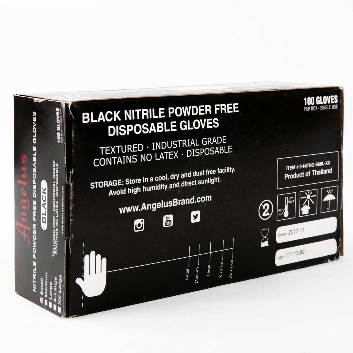 Black Angelus Black Nitrile Gloves Large Box Of 100 Leather Accessories