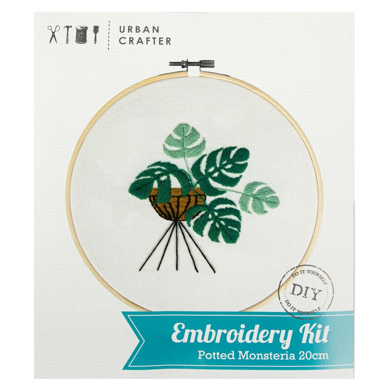 Beige Urban Crafter Embroidery Kit Potted Monstera Needlework Kits