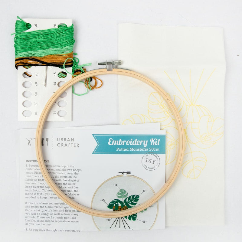 Beige Urban Crafter Embroidery Kit Potted Monstera Needlework Kits