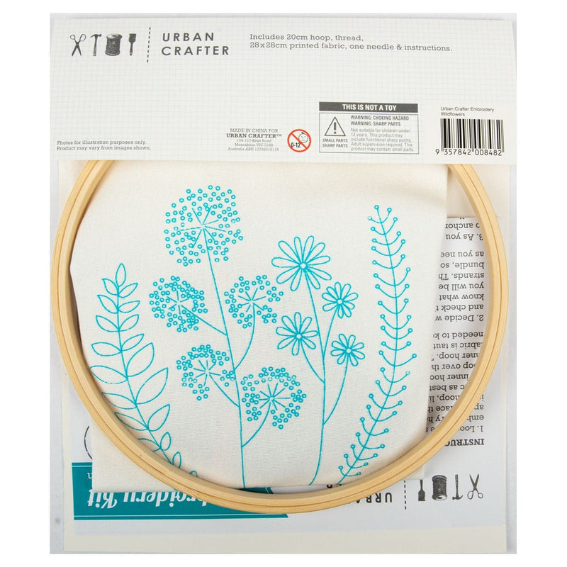 Light Gray Urban Crafter Embroidery Kit Wildflowers Needlework Kits