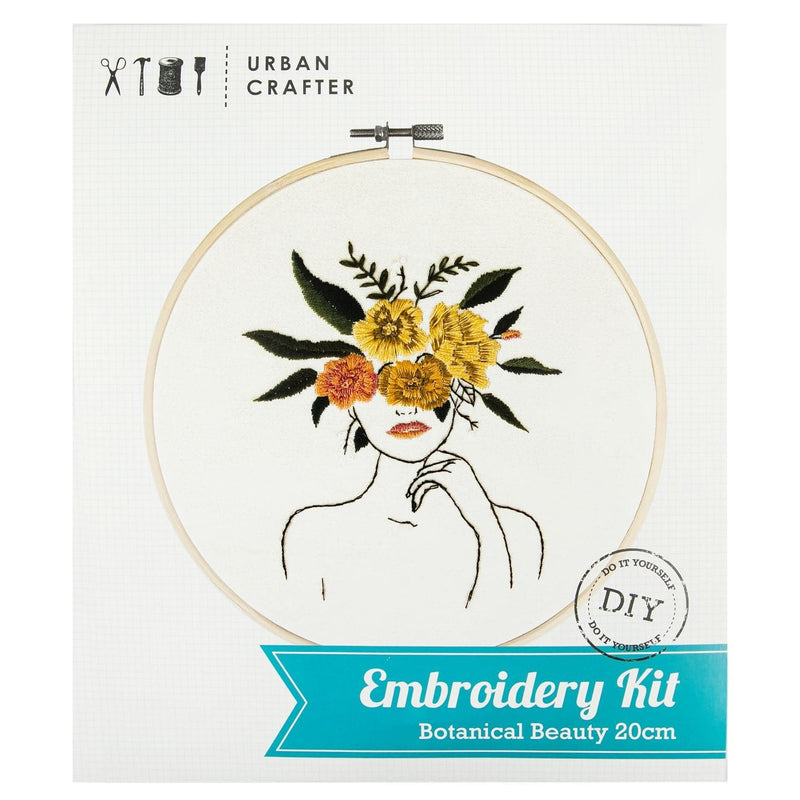Beige Urban Crafter Embroidery Kit Botanical Beauty Needlework Kits