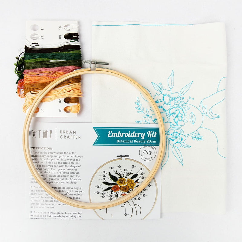 Beige Urban Crafter Embroidery Kit Botanical Beauty Needlework Kits