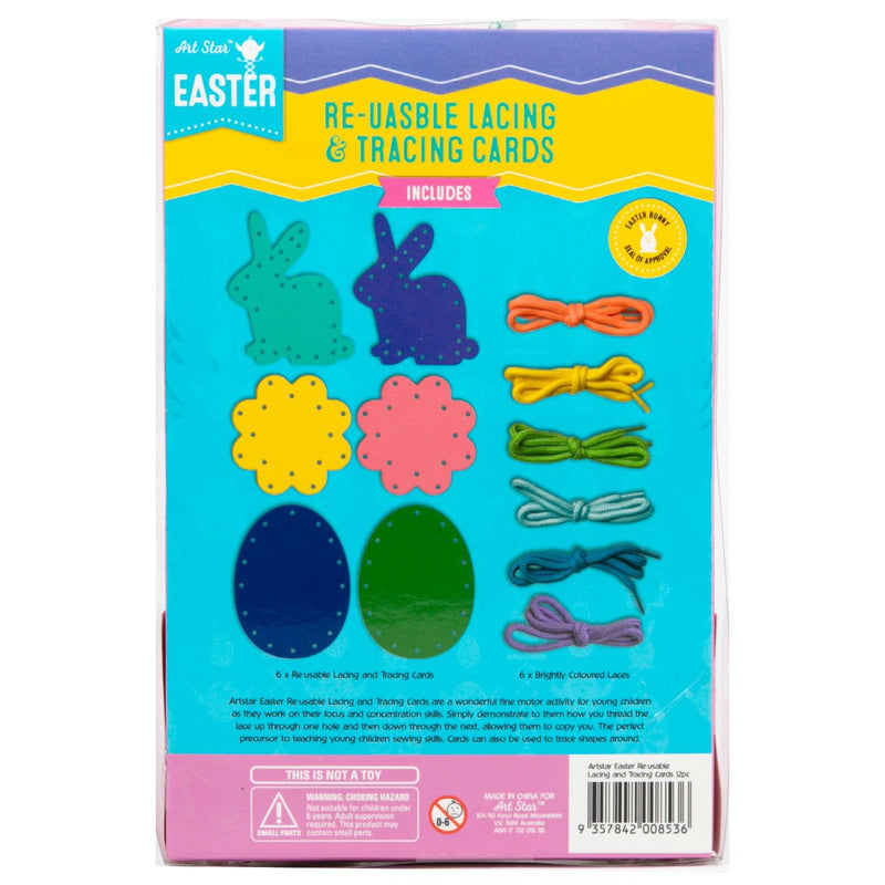 Dark Turquoise Art Star Easter Re-usable Lacing and Tracing Cards 12pc Easter