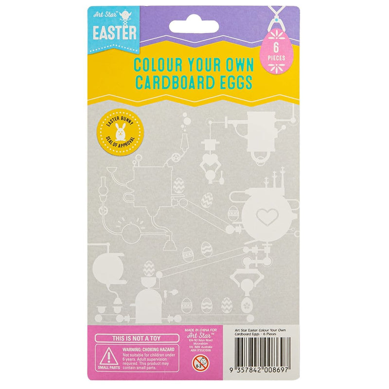 Light Gray Art Star Easter Colour Your Own Cardboard Eggs 6pc Easter