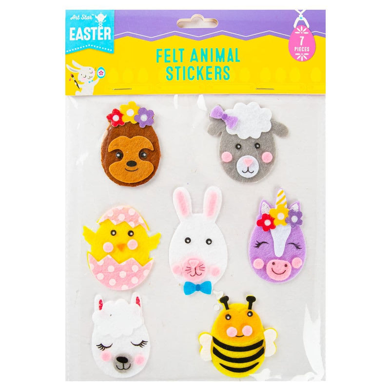 Light Gray Art Star Easter Felt Animal Stickers 7pc Easter