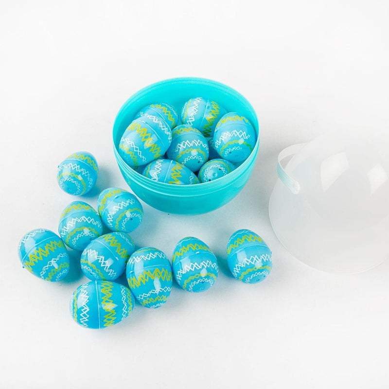 Light Sea Green Art Star Easter 6cm Printed Fillable Plastic Easter Eggs Inside Large Egg 20pc Easter