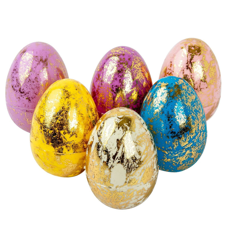 Gray Art Star Easter Gold Foil Fillable Plastic Eggs 6pc Assorted Colours Easter