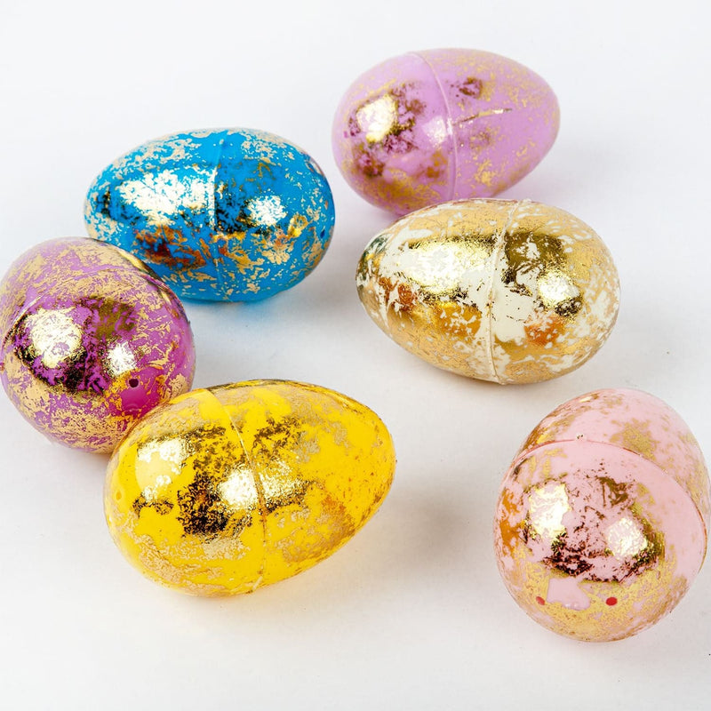 Light Gray Art Star Easter Gold Foil Fillable Plastic Eggs 6pc Assorted Colours Easter