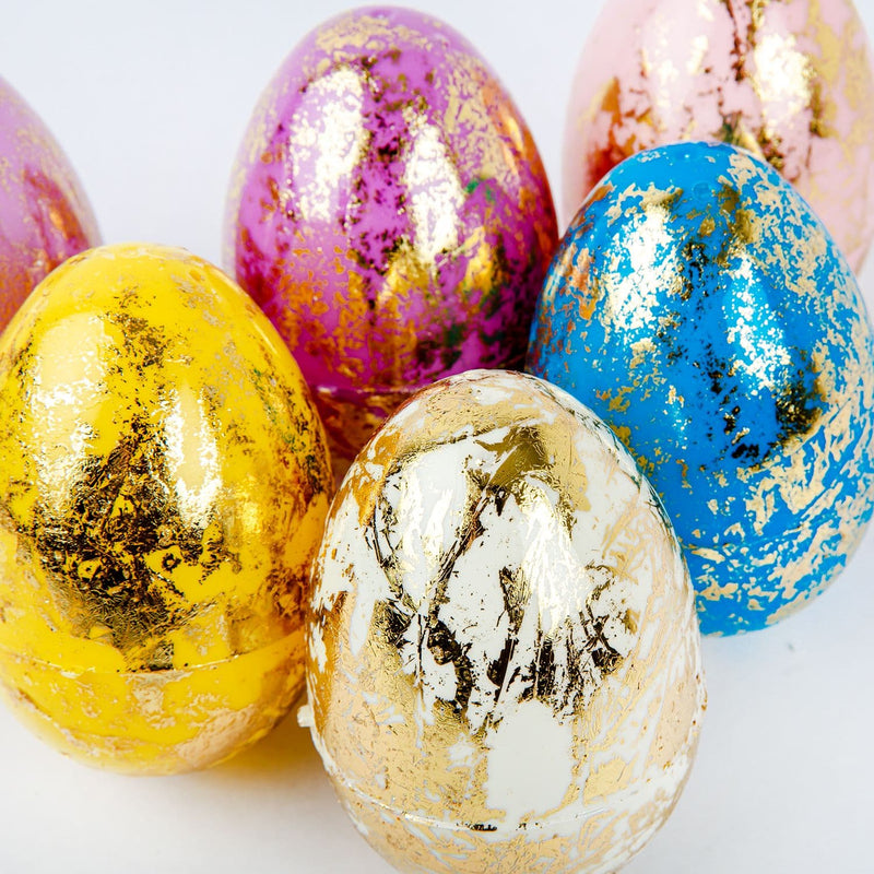 Light Gray Art Star Easter Gold Foil Fillable Plastic Eggs 6pc Assorted Colours Easter