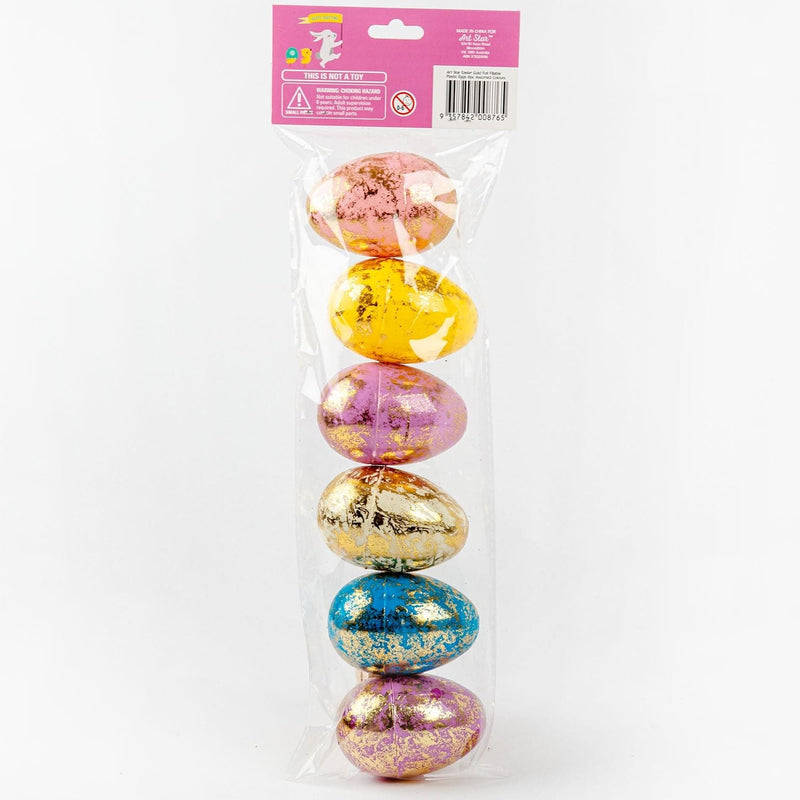 White Smoke Art Star Easter Gold Foil Fillable Plastic Eggs 6pc Assorted Colours Easter