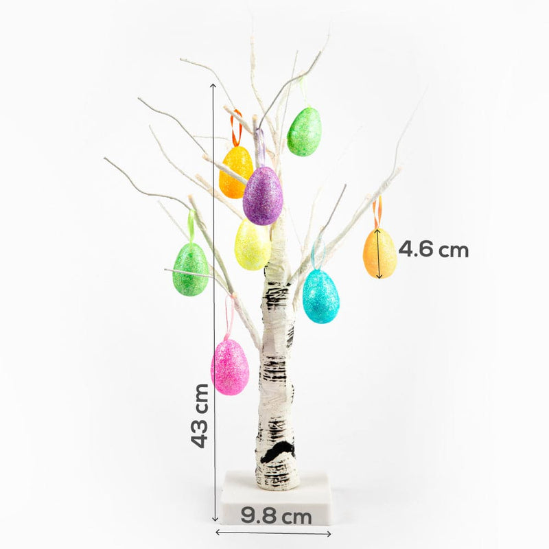 White Smoke Art Star Easter LED Light Tree with 8 Decorations Easter