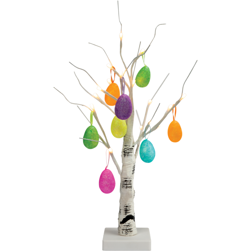 Dark Gray Art Star Easter LED Light Tree with 8 Decorations Easter