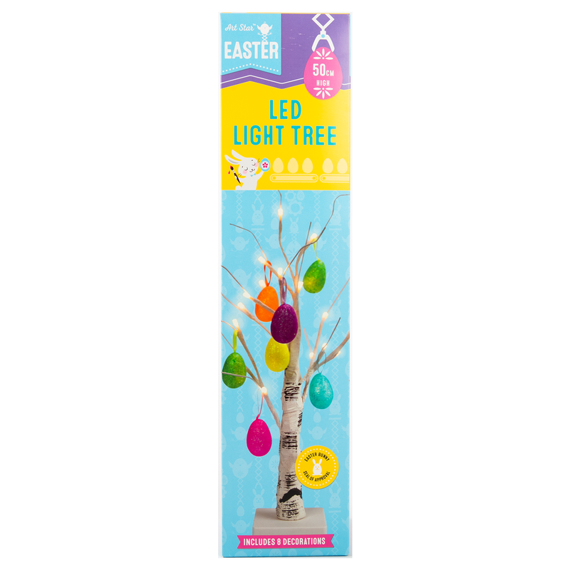 Sky Blue Art Star Easter LED Light Tree with 8 Decorations Easter